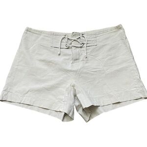 Vintage Beach Tie Beige Cotton Shorts (size S) Euro Summer
